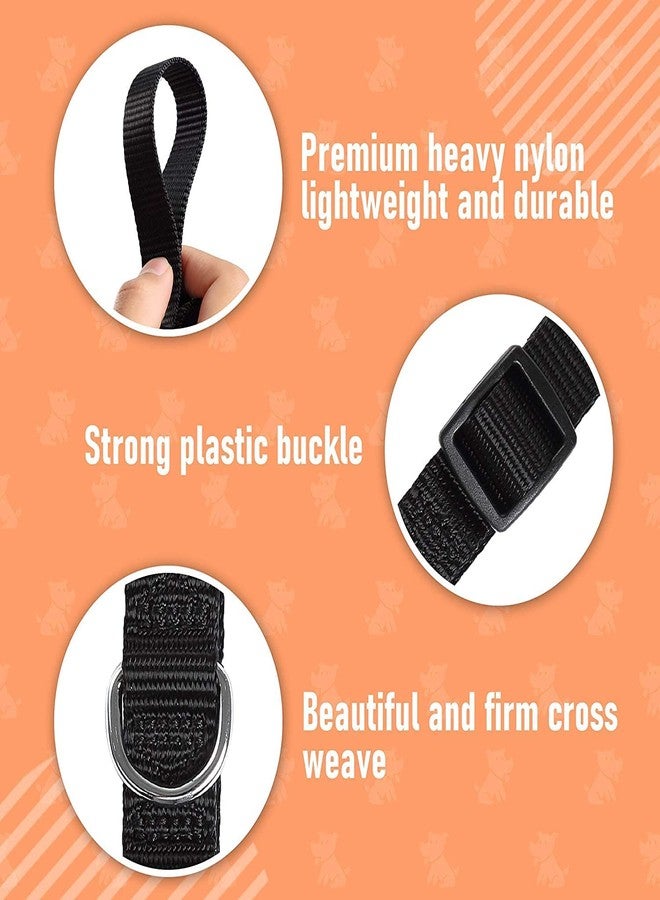 Pups&Pets طقم طوق ومقود كلاسيكي للكلاب من Pups&Pets، طوق نايلون قابل للتعديل مع مقود للكلاب الصغيرة والمتوسطة (اللون: أسود) - Image 3